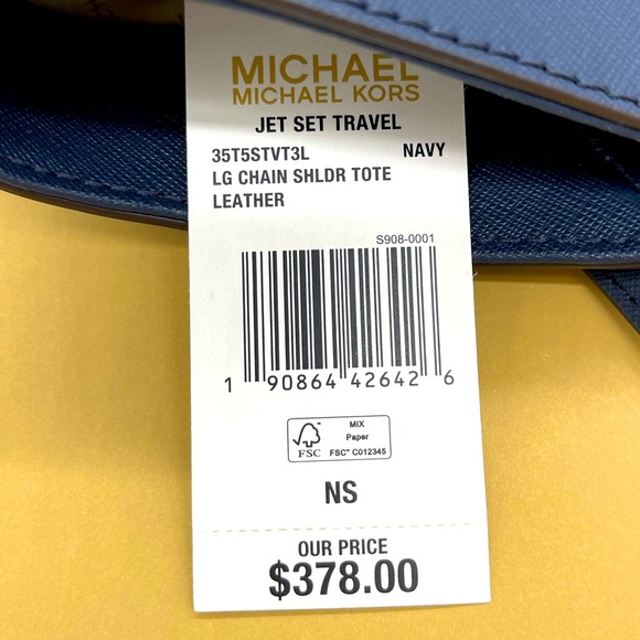 Michael Kors Large Chain Shoulder Tote Bag Navy - Picture 9 of 9